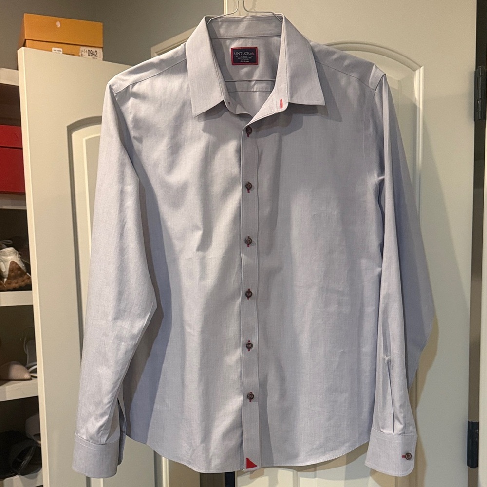 UNTUCKit Men's Lavender/Grey Dress Shirt